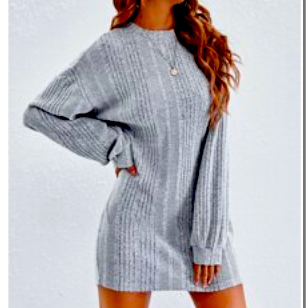 Gray sweater dress